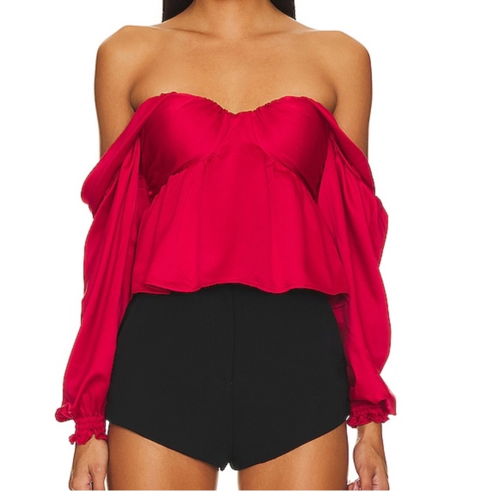 HOUSE OF HARLOW 1960 Burna Blouse in Red
